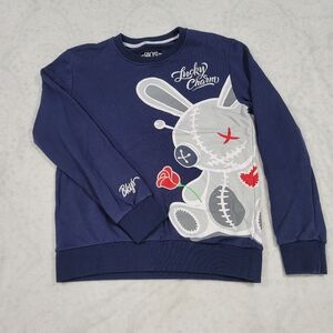 BKYS men's sweater blue navy size S lucky charm